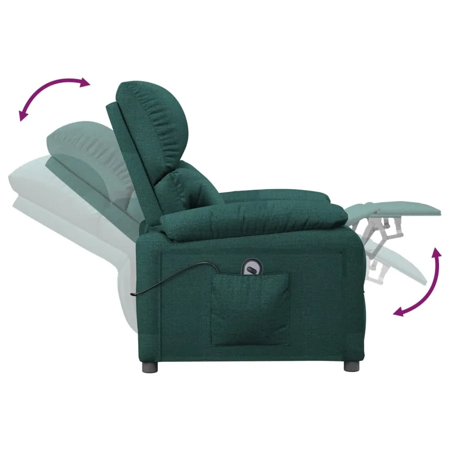 Fauteuil inclinable électrique Vert foncé Tissu - 7