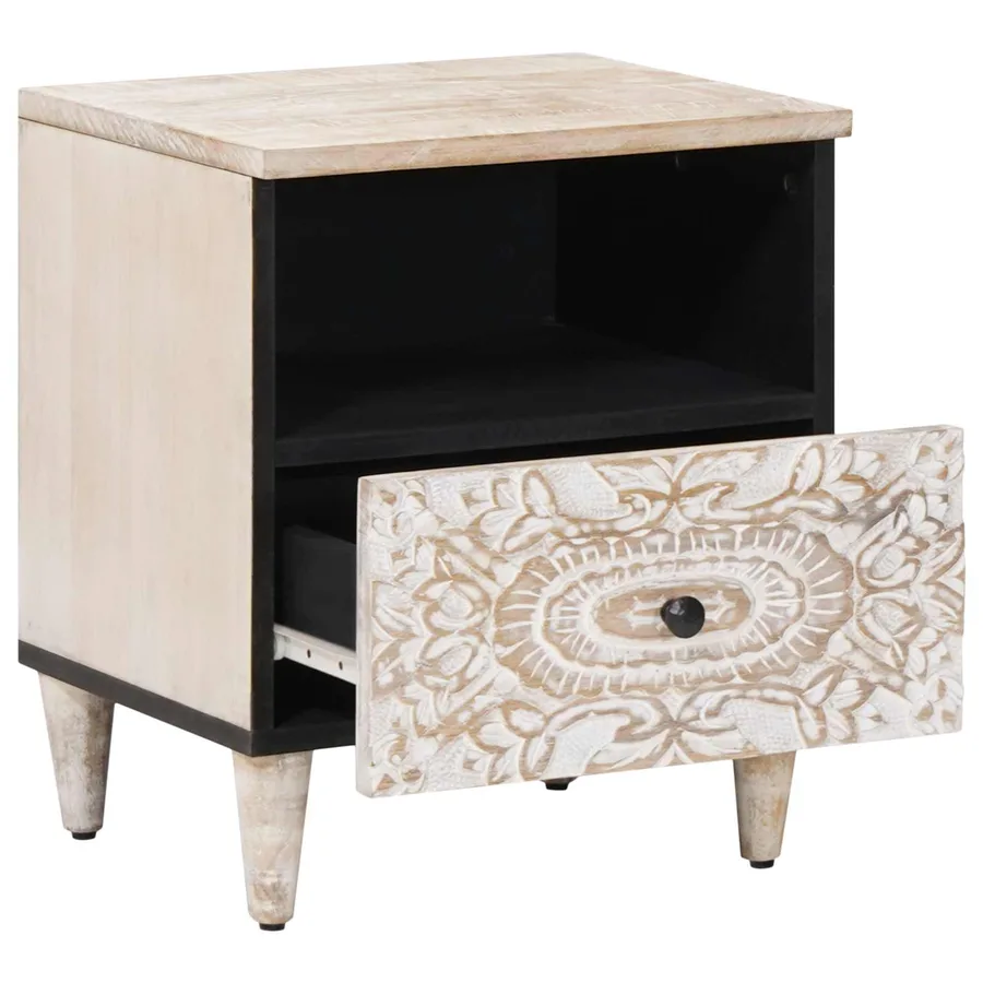 Armoire de lit avec tiroir 2 pcs Blanc 40 x 33 x 46 cm - 2