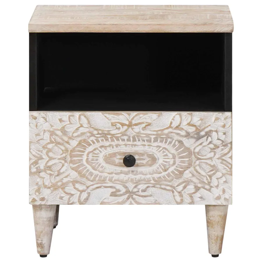 Armoire de lit avec tiroir 2 pcs Blanc 40 x 33 x 46 cm - 3