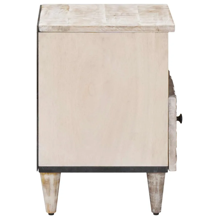 Armoire de lit avec tiroir 2 pcs Blanc 40 x 33 x 46 cm - 4
