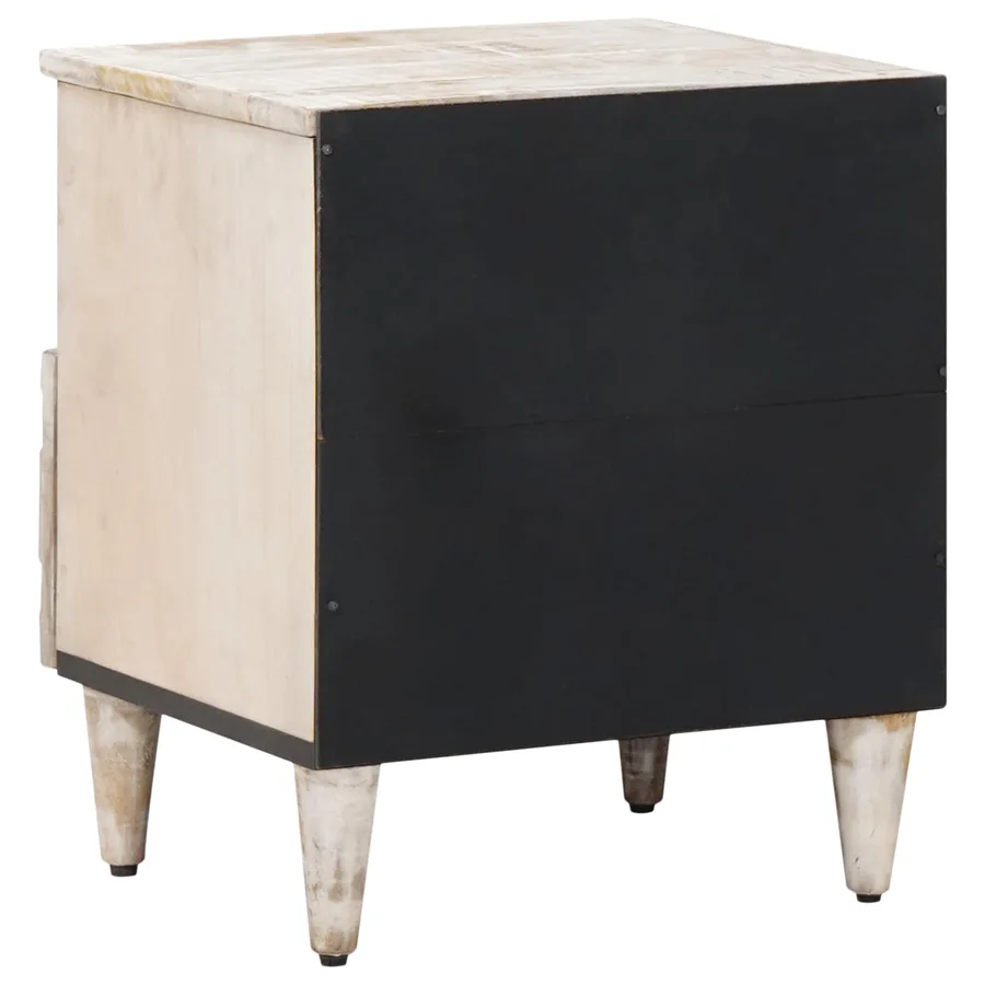 Armoire de lit avec tiroir 2 pcs Blanc 40 x 33 x 46 cm - 5