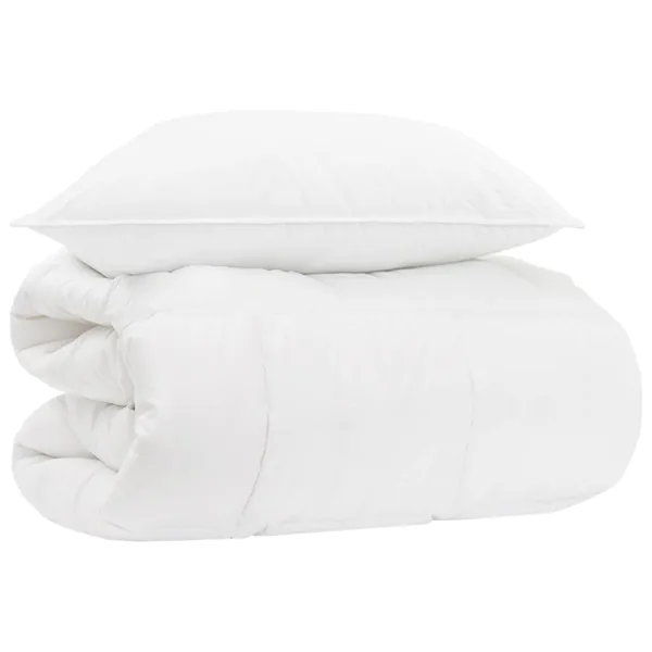 Ensemble de Duvet avec oreiller 2 pcs Blanc Bambou