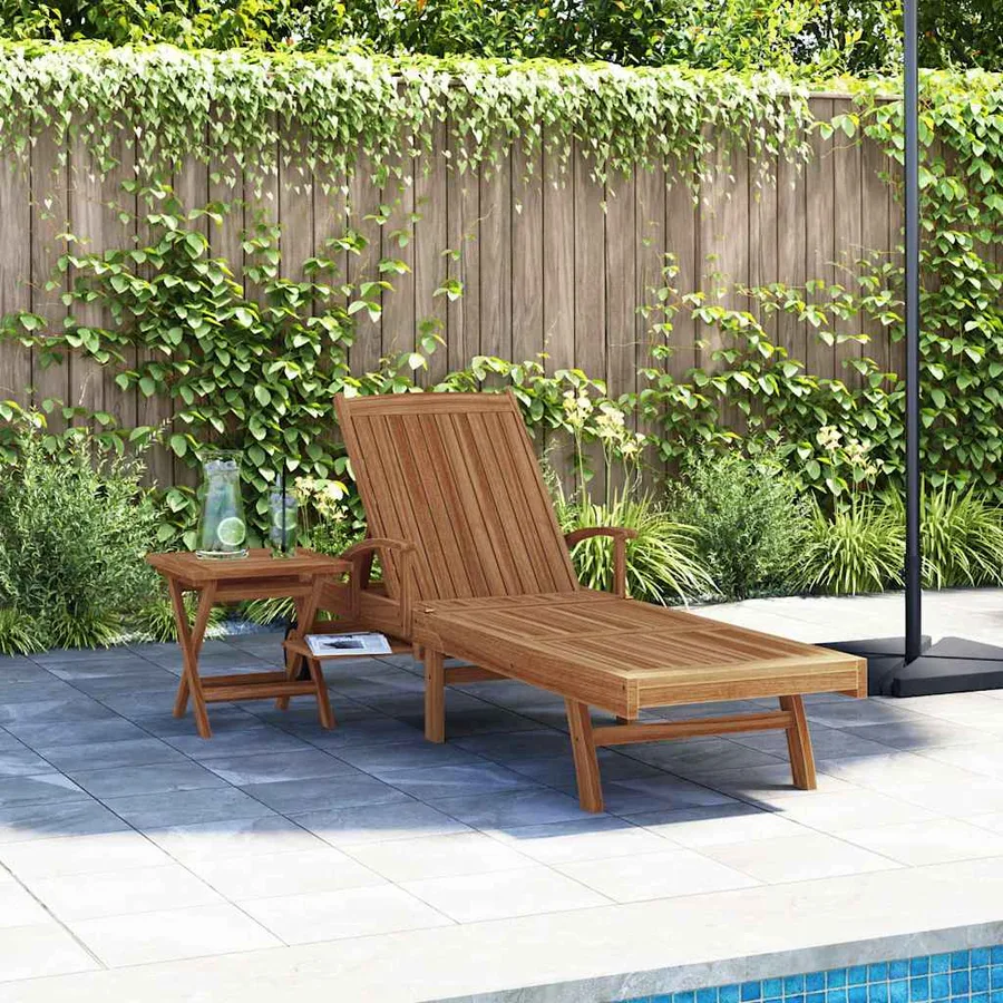 Transat 2 pcs Bois de teck massif Marron - 4