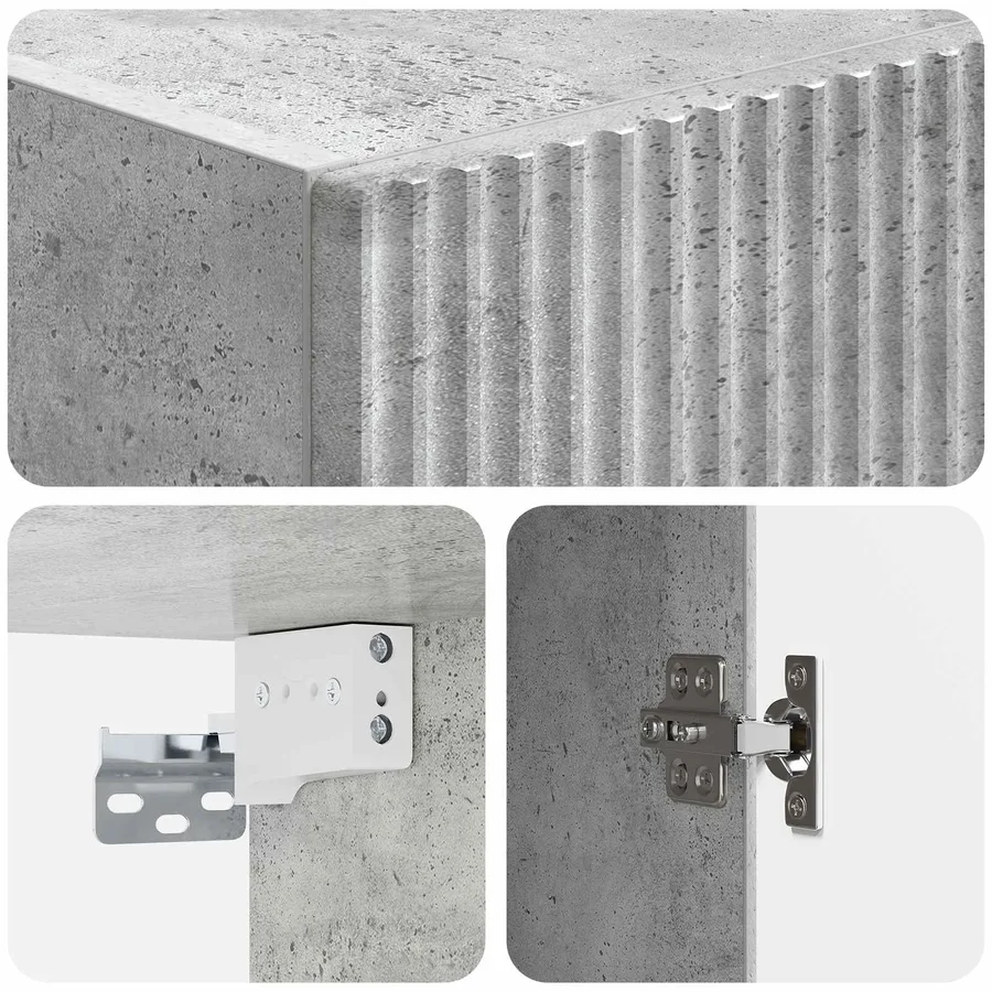 Ensemble de Meubles 2 pcs Gris béton Bois d'ingénierie - 8