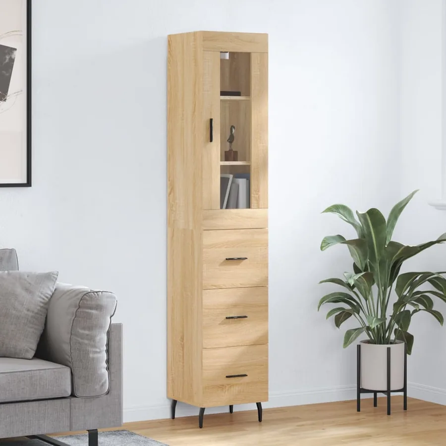 Buffet haut Chêne sonoma 34,5x34x180 cm Bois d'ingénierie