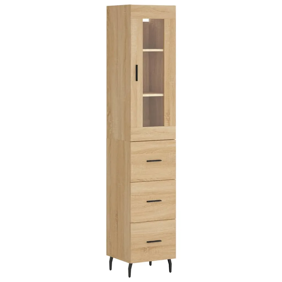 Buffet haut Chêne sonoma 34,5x34x180 cm Bois d'ingénierie - 2