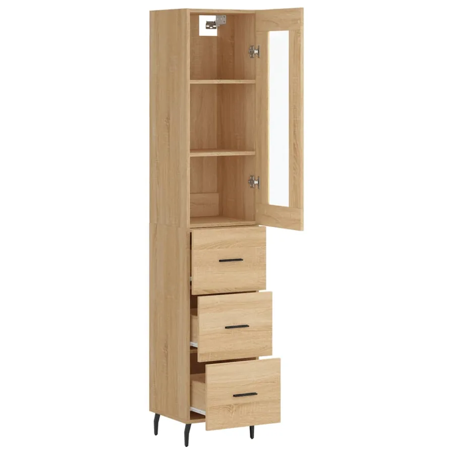 Buffet haut Chêne sonoma 34,5x34x180 cm Bois d'ingénierie - 3