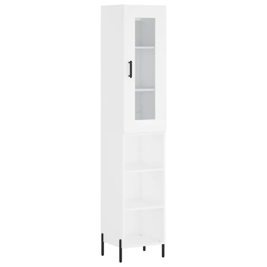 Buffet haut Blanc 34,5x34x180 cm Bois d'ingénierie - 2