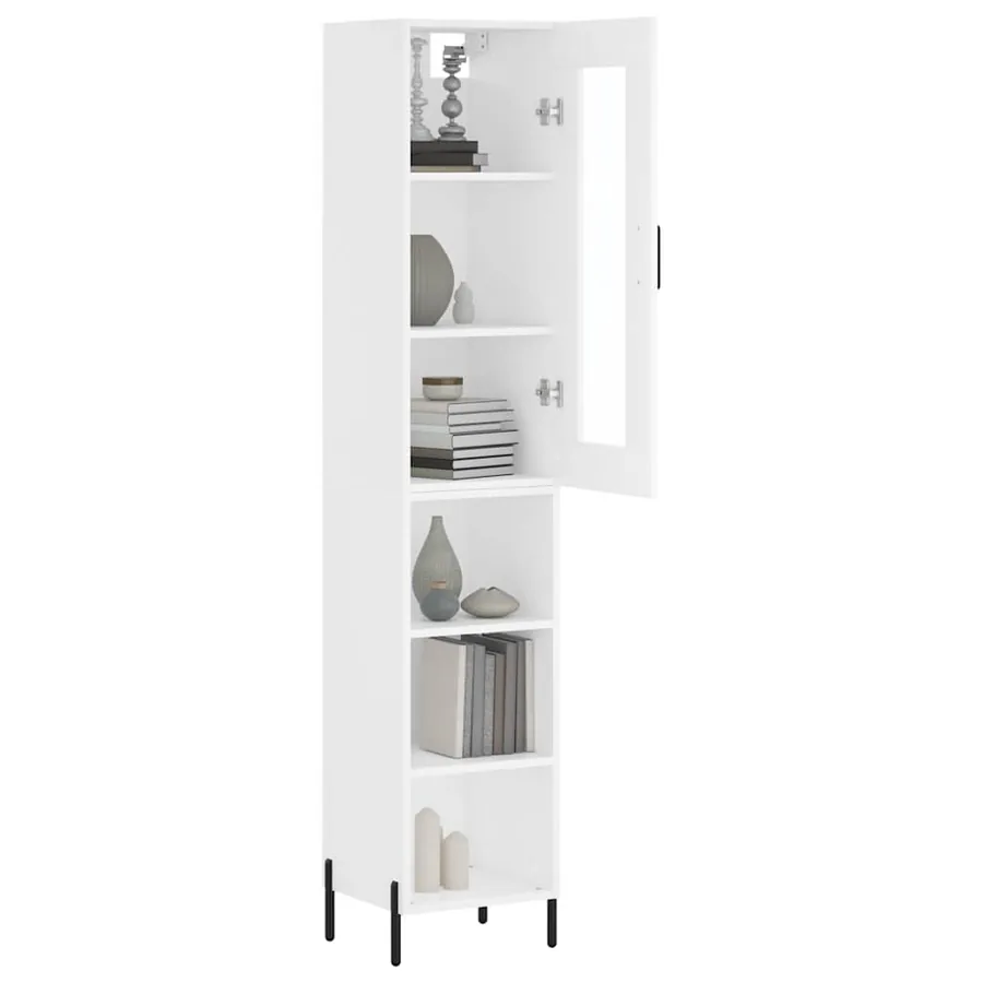 Buffet haut Blanc 34,5x34x180 cm Bois d'ingénierie - 3