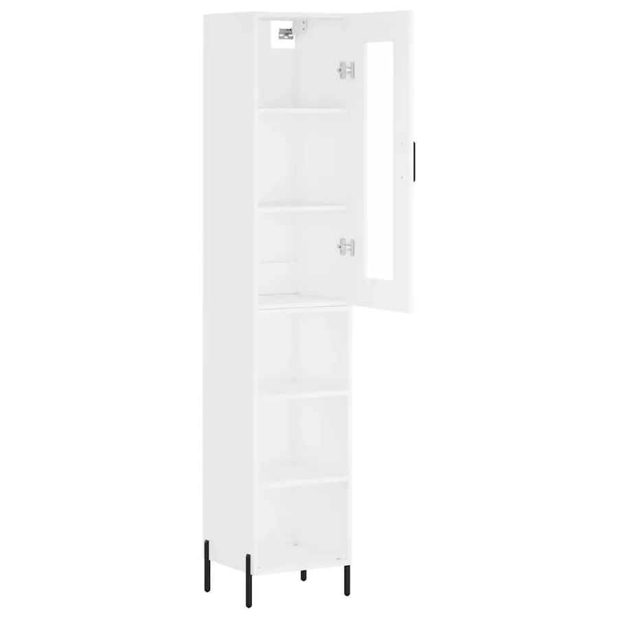 Buffet haut Blanc 34,5x34x180 cm Bois d'ingénierie - 4