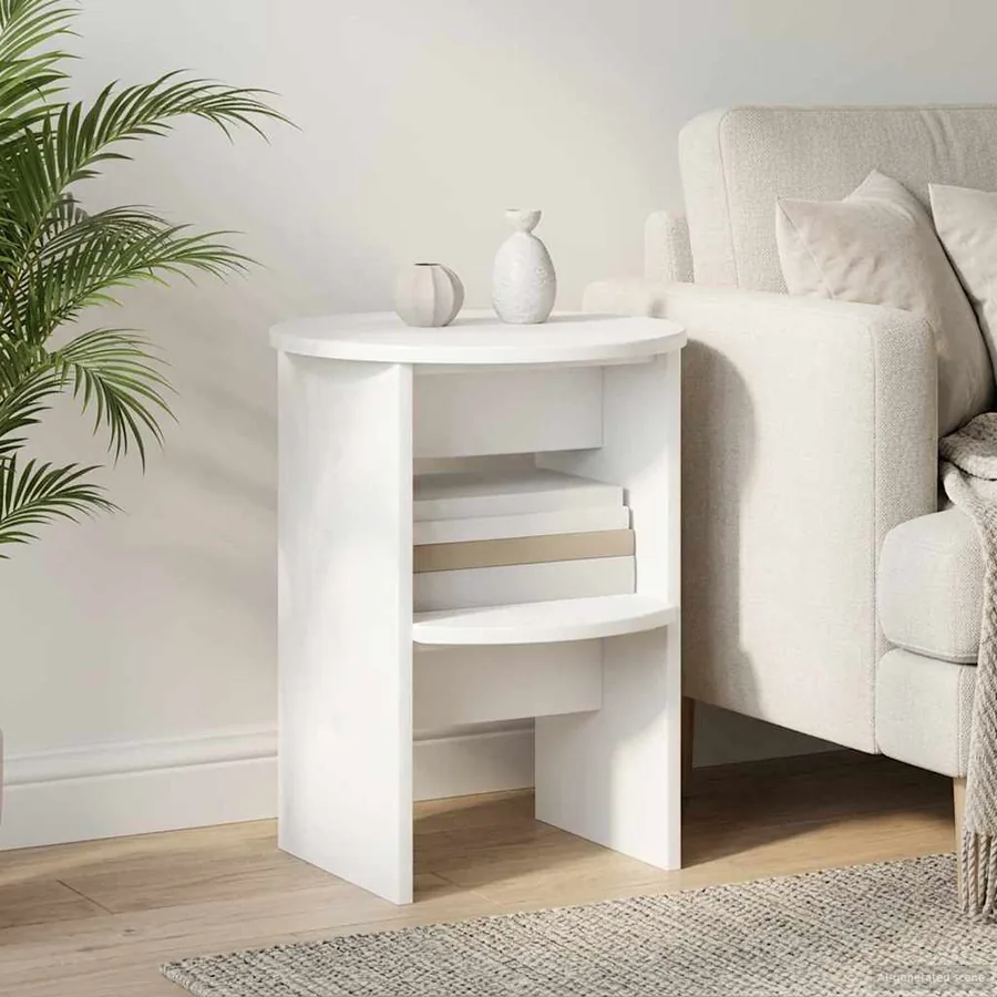Meuble d'appoint Blanc Ø40 x 50 cm Bois d’ingénierie