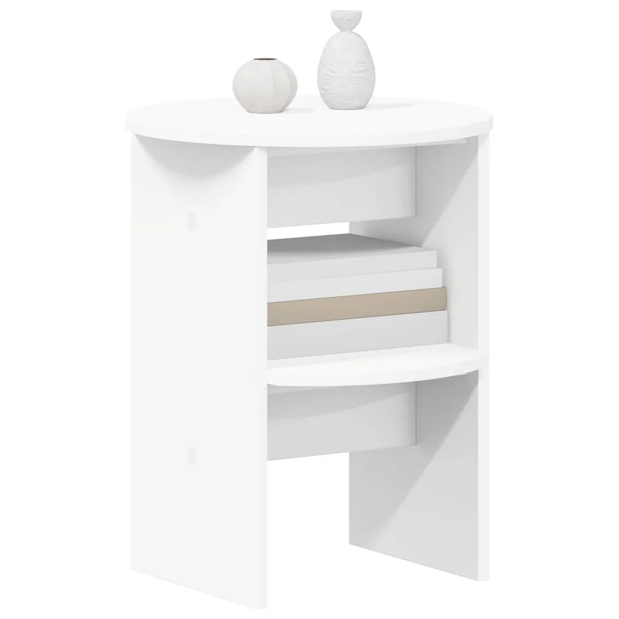 Meuble d'appoint Blanc Ø40 x 50 cm Bois d’ingénierie - 3