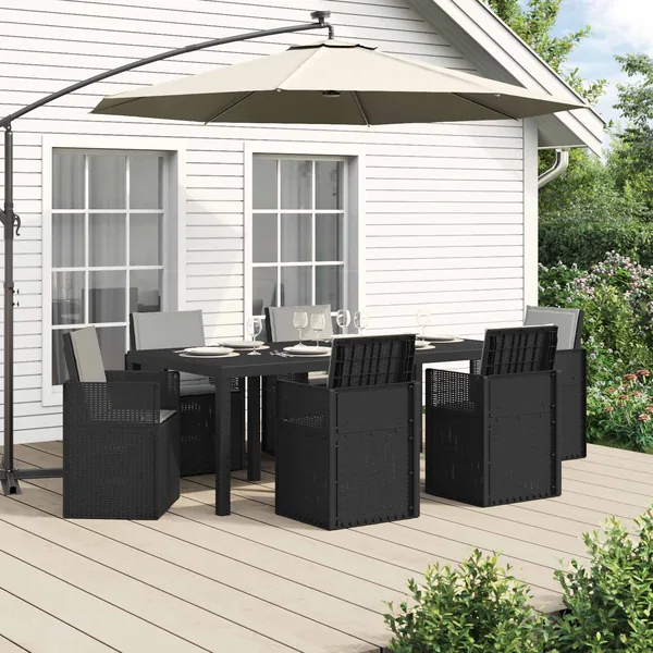 Ensemble de salle à manger pour jardin avec coussin 7 pcs PP