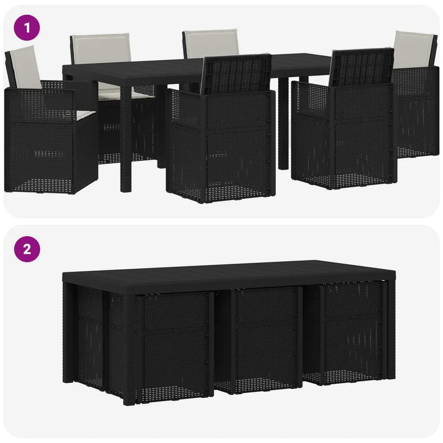 Ensemble de salle à manger pour jardin avec coussin 7 pcs PP - 10