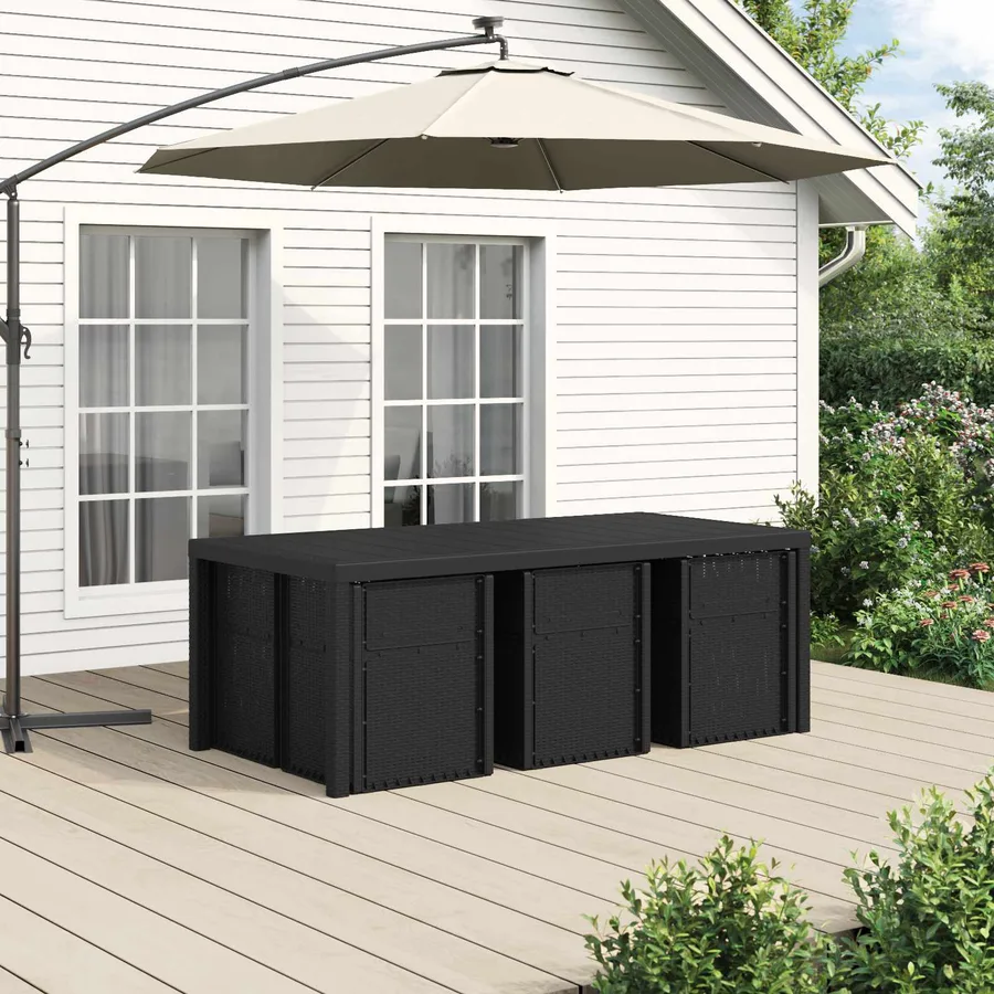Ensemble de salle à manger pour jardin avec coussin 7 pcs PP - 4