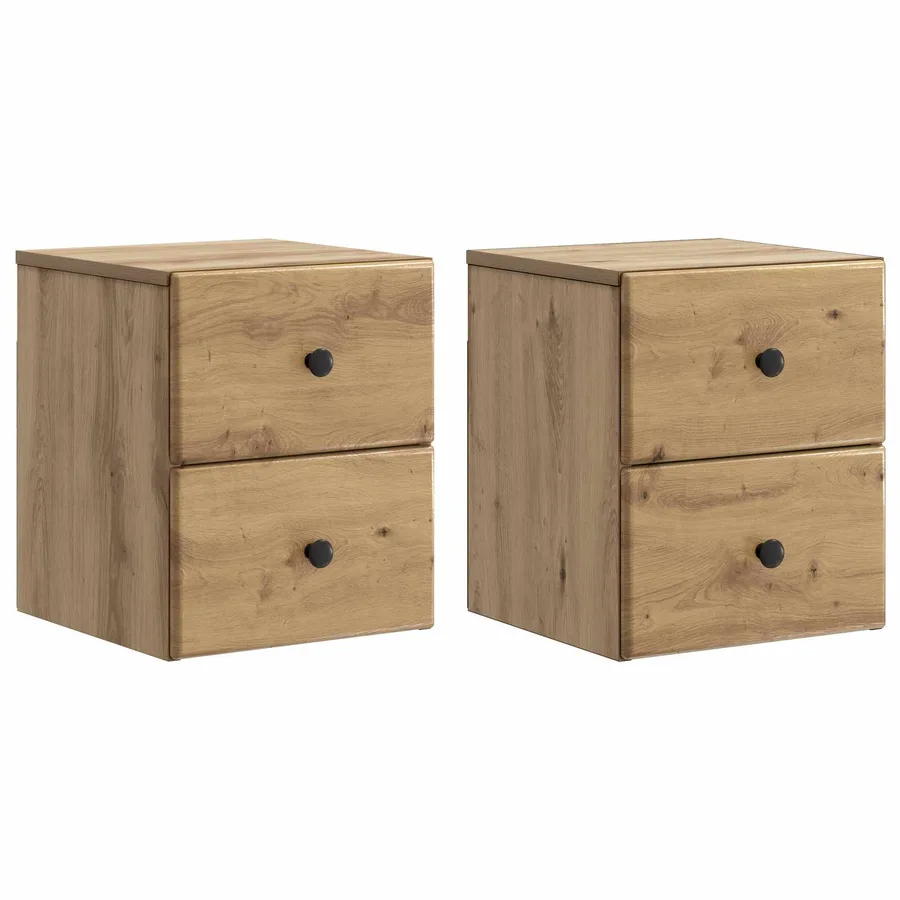 Cabinet de chevet mural 2 pc Chêne artisanal 34,5 x 33 x 40 cm - 2