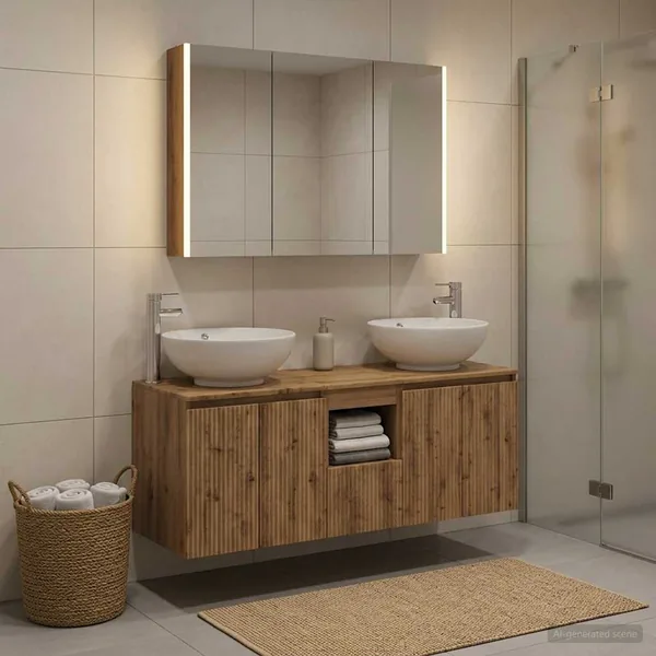 Ensemble d'armoire de salle de bain 4 pc Chêne artisanal