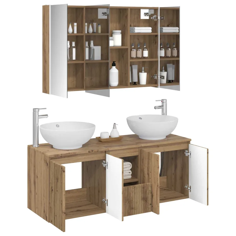 Ensemble d'armoire de salle de bain 4 pc Chêne artisanal - 3