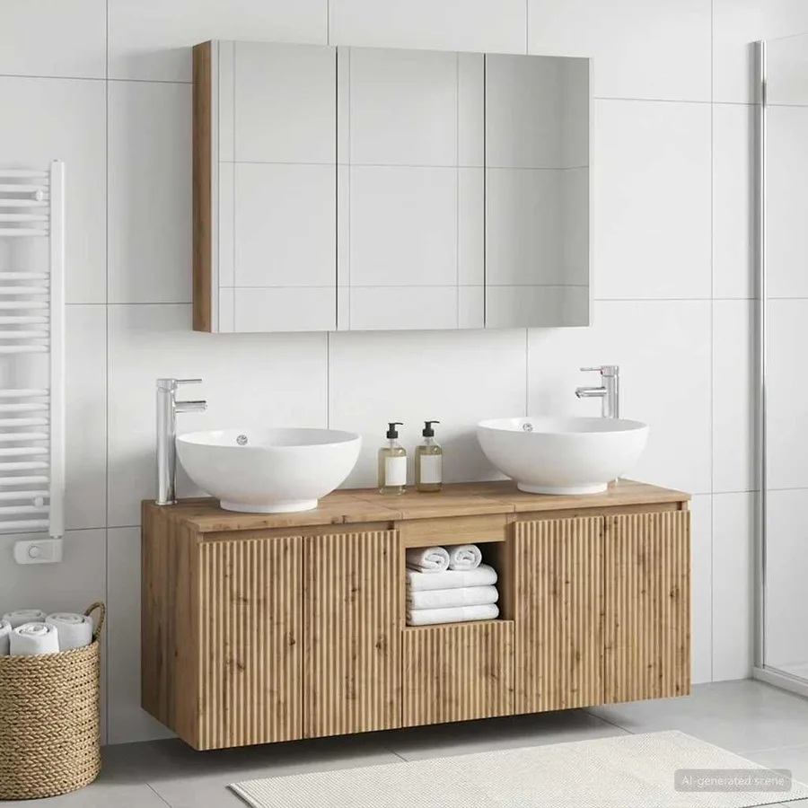 Ensemble d'armoire de salle de bain 4 pc Chêne artisanal - 4