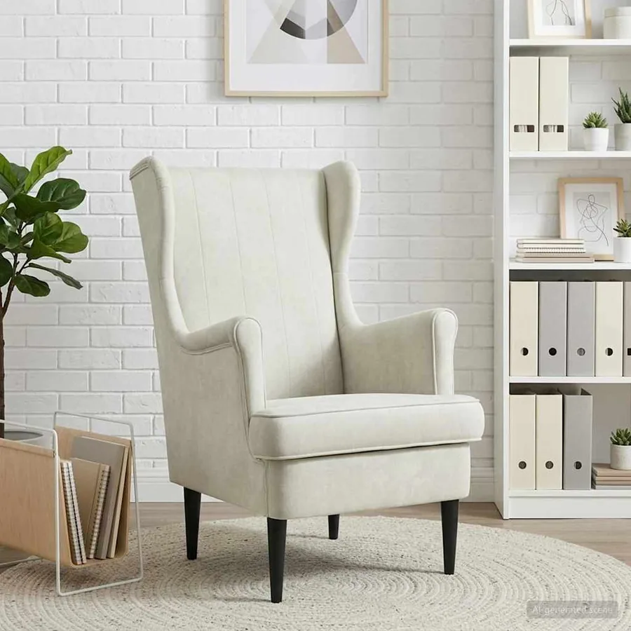 Fauteuil Crème Velours