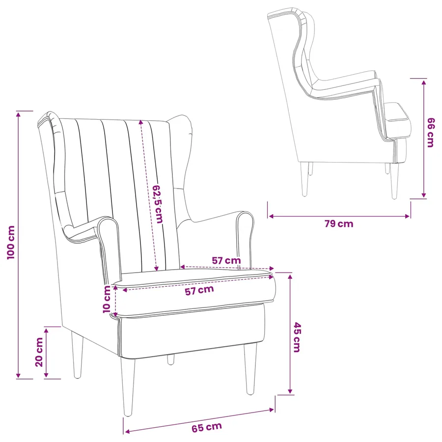 Fauteuil Crème Velours - 10
