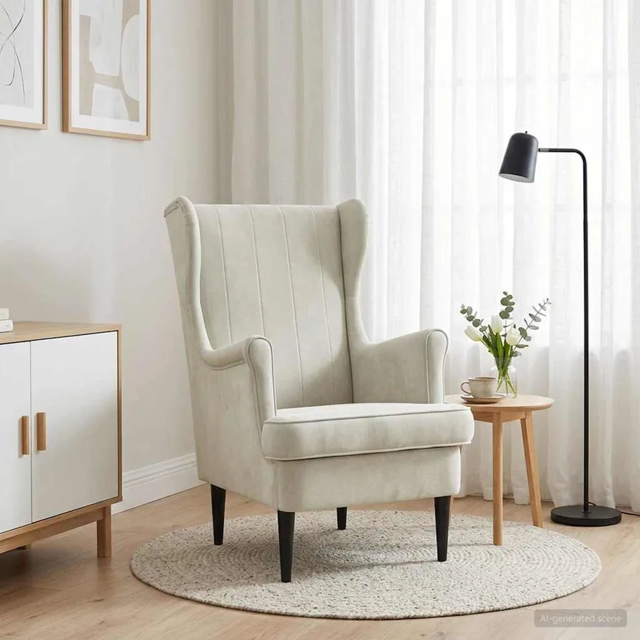 Fauteuil Crème Velours - 3