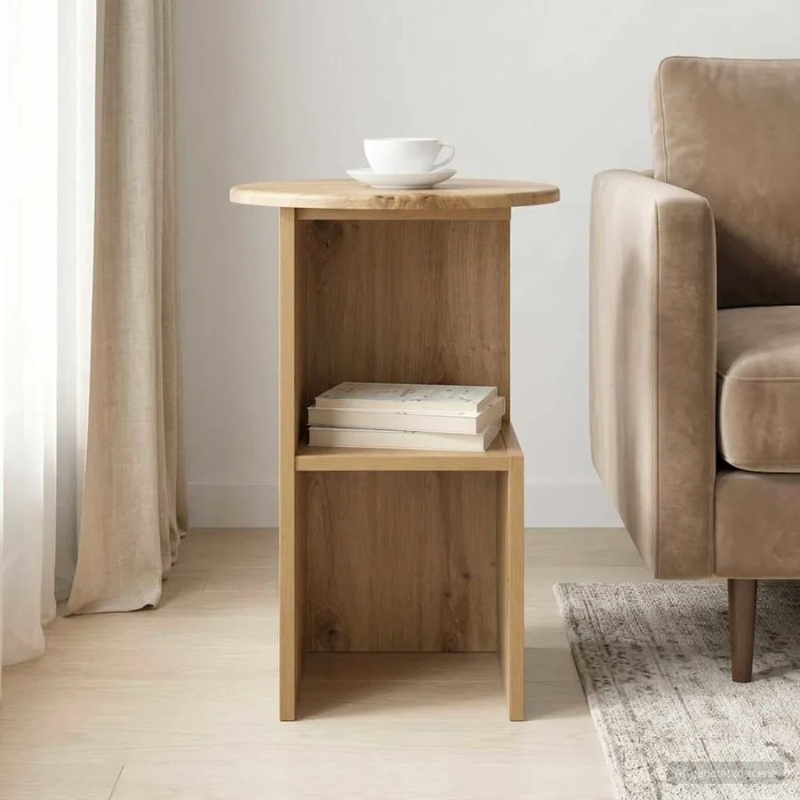 Table d'appoint Chêne artisanal Ø 39,5 x 55 cm - 4