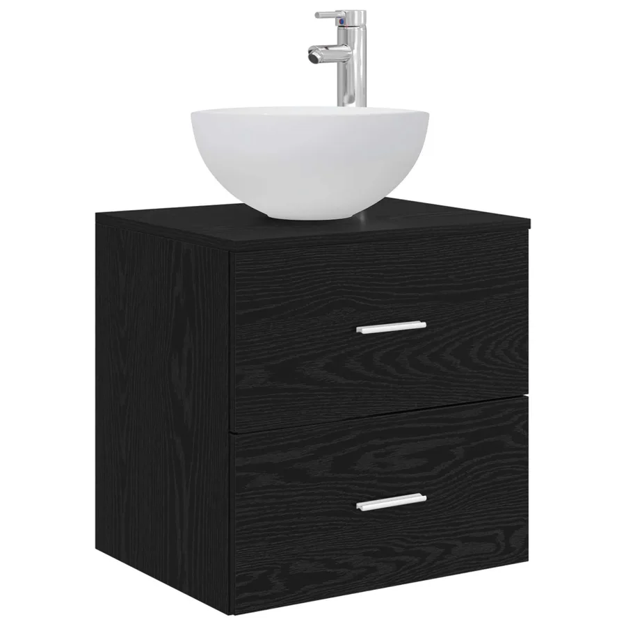 Vanité de lavabo mural Chêne noir 49,5 x 41 x 64,5 cm - 2
