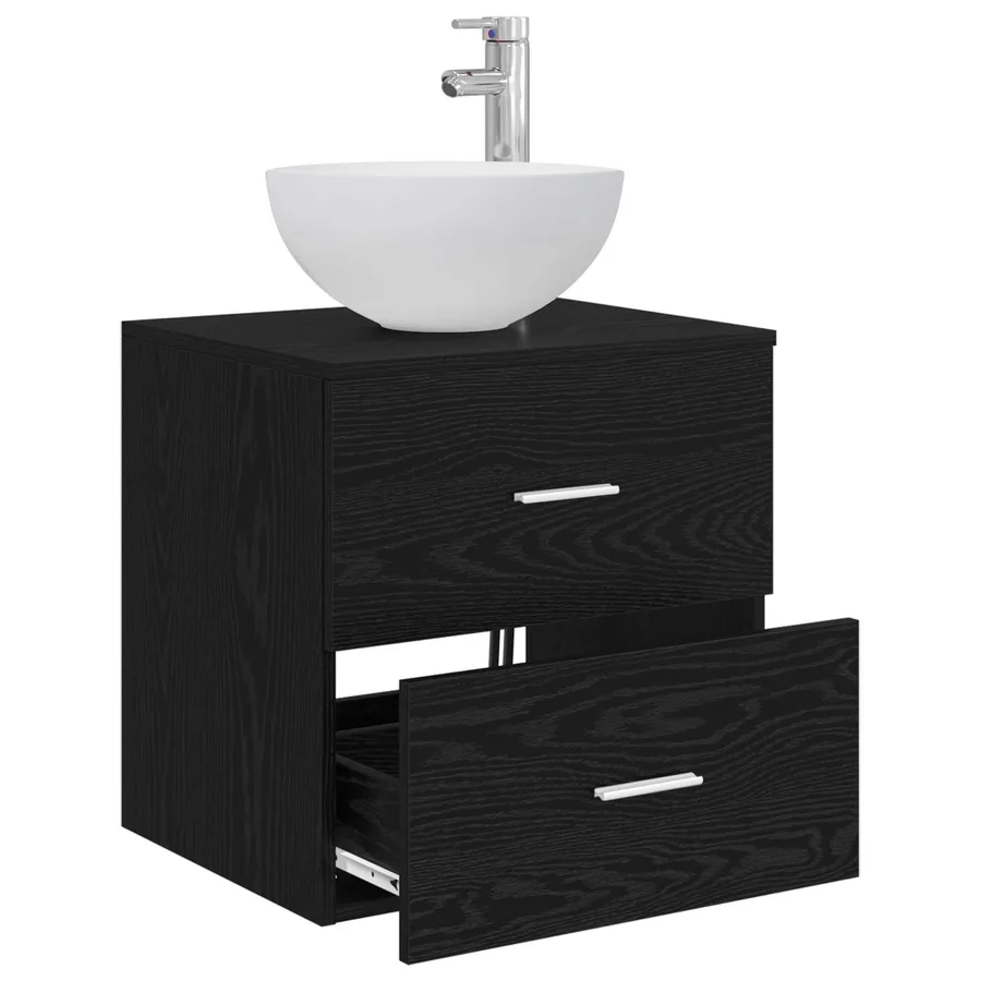 Vanité de lavabo mural Chêne noir 49,5 x 41 x 64,5 cm - 3
