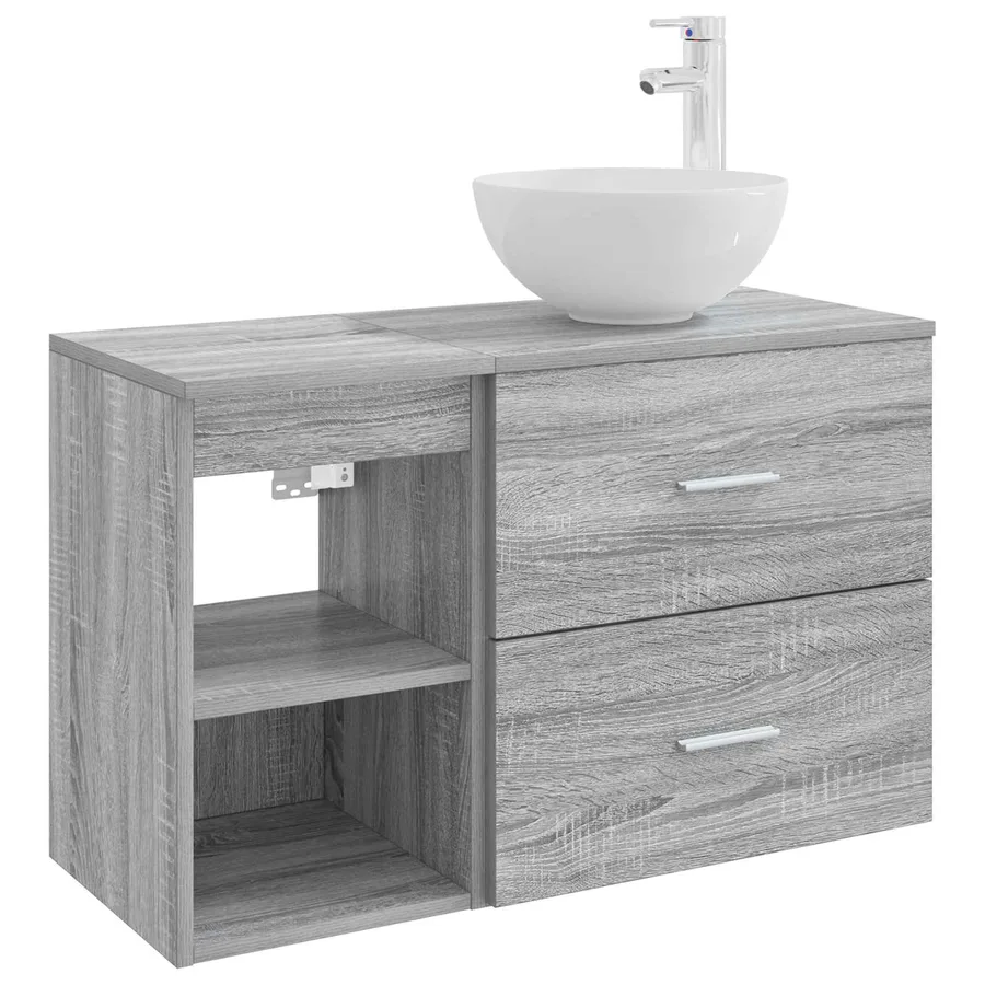 Ensemble de mobilier de salle de bain 2 pcs Sonoma gris - 2