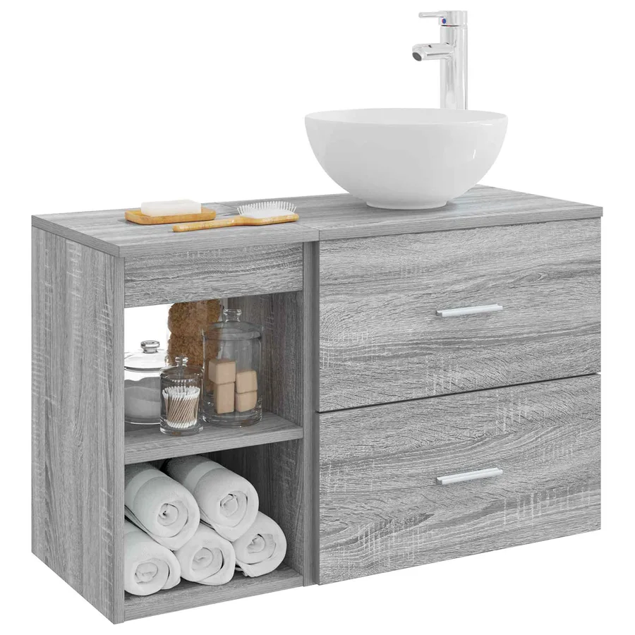 Ensemble de mobilier de salle de bain 2 pcs Sonoma gris - 3