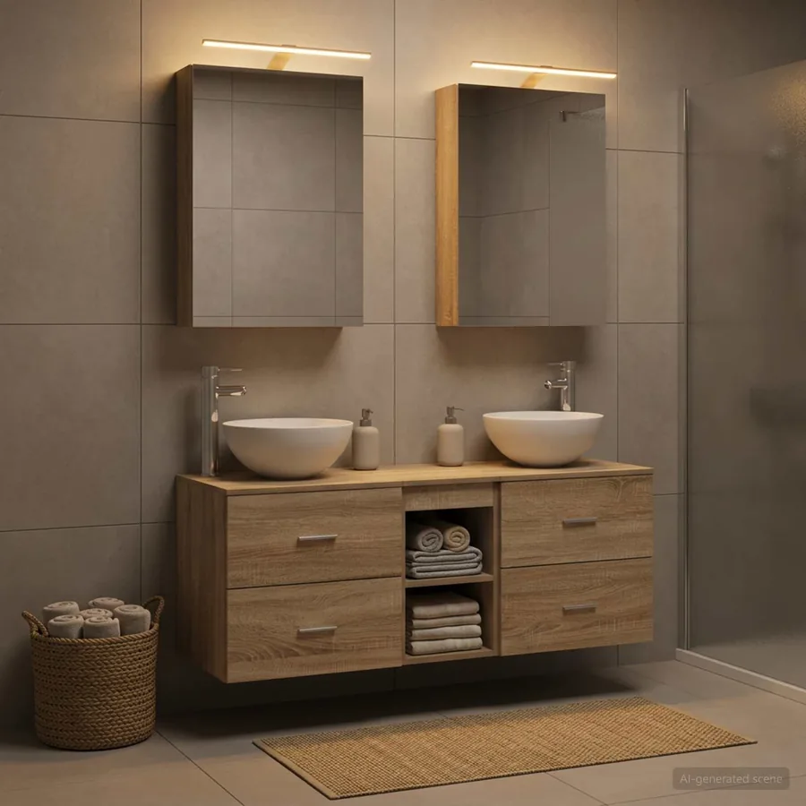 Ensemble de mobilier de salle de bain 5 pcs Chêne Sonoma