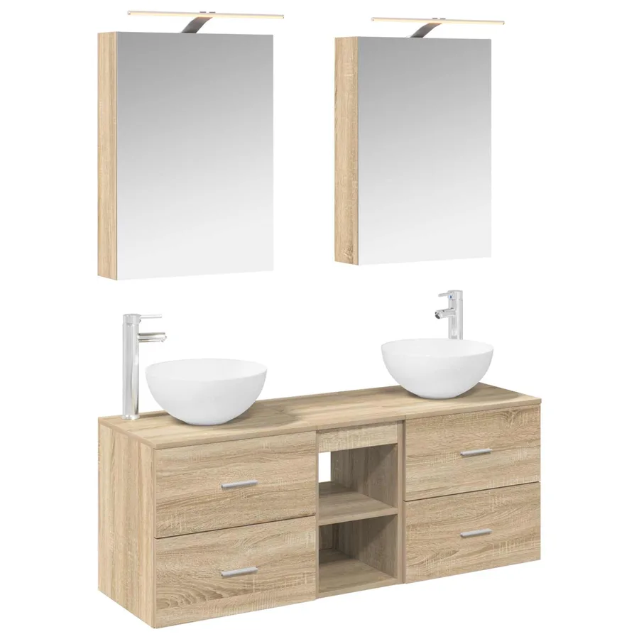 Ensemble de mobilier de salle de bain 5 pcs Chêne Sonoma - 2
