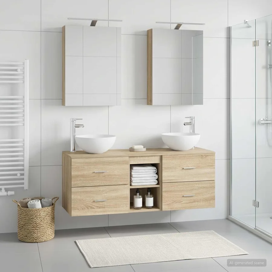 Ensemble de mobilier de salle de bain 5 pcs Chêne Sonoma - 4