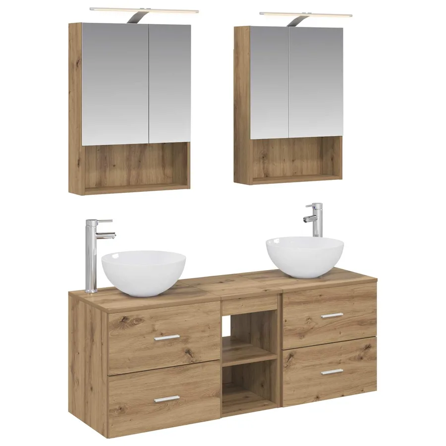 Ensemble de mobilier de salle de bain 5 pc Chêne artisanal - 2