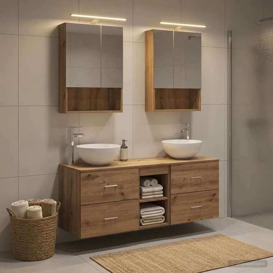 Ensemble de mobilier de salle de bain 5 pc Chêne artisanal - 4