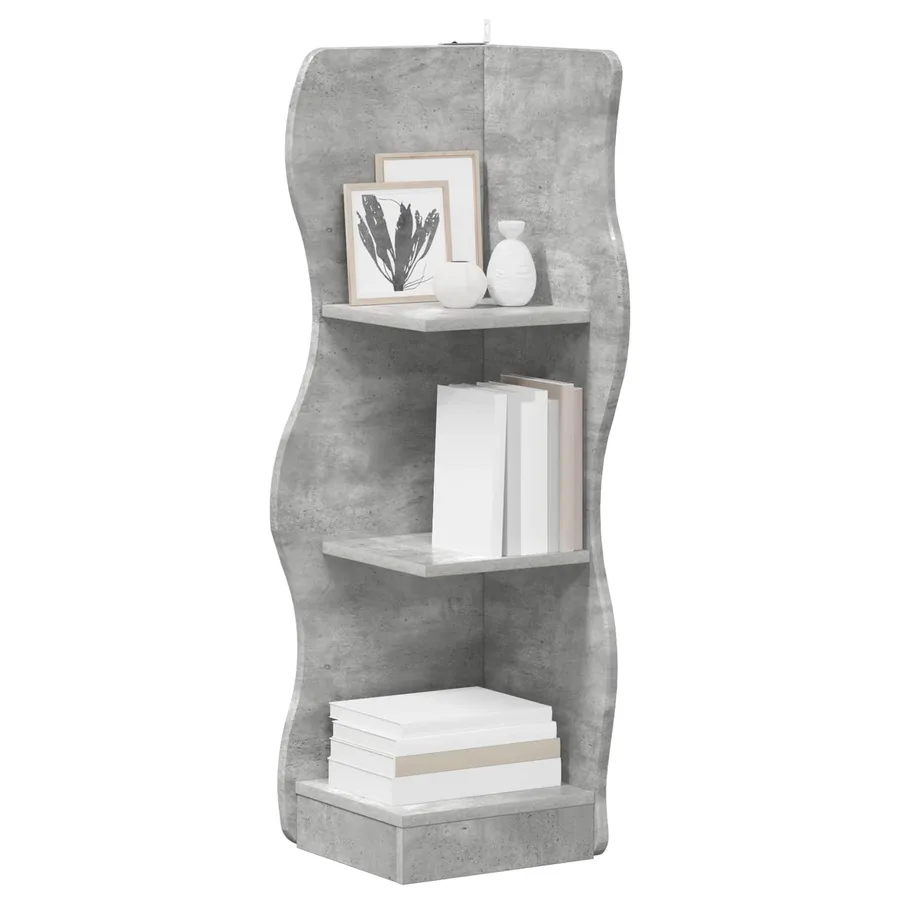 Étagère d'angle Gris béton 34 x 33 x 102 cm Bois d'ingénierie - 3