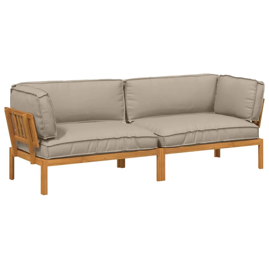 Ensemble de Canapés Uni 2 pcs Taupe Bois d'Acacia Massif - 2
