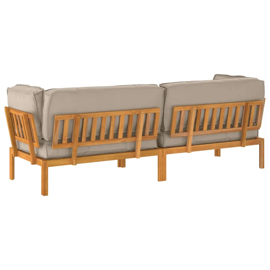 Ensemble de Canapés Uni 2 pcs Taupe Bois d'Acacia Massif - 8
