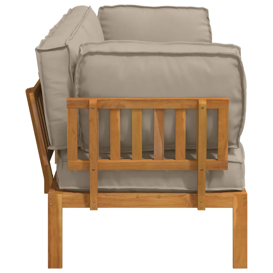 Ensemble de Canapés Uni 2 pcs Taupe Bois d'Acacia Massif - 9