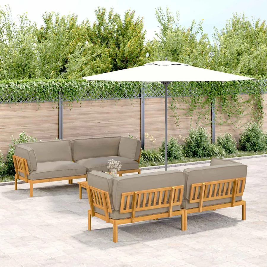 Ensemble de Canapés Uni 5 pcs Taupe Bois d'Acacia Massif