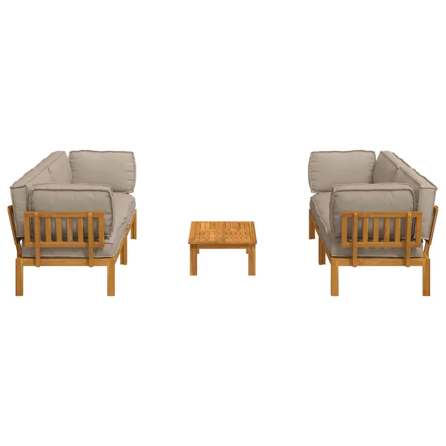 Ensemble de Canapés Uni 5 pcs Taupe Bois d'Acacia Massif - 8