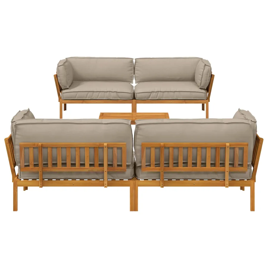 Ensemble de Canapés Uni 5 pcs Taupe Bois d'Acacia Massif - 9