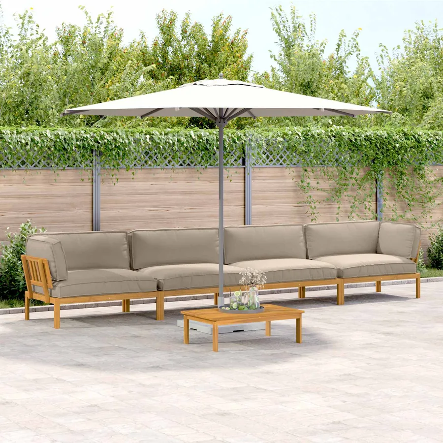Ensemble de Canapés Uni 5 pcs Taupe Bois d'Acacia Massif
