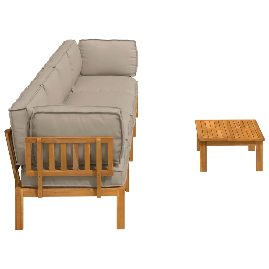 Ensemble de Canapés Uni 5 pcs Taupe Bois d'Acacia Massif - 11