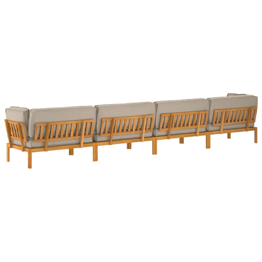 Ensemble de Canapés Uni 5 pcs Taupe Bois d'Acacia Massif - 12