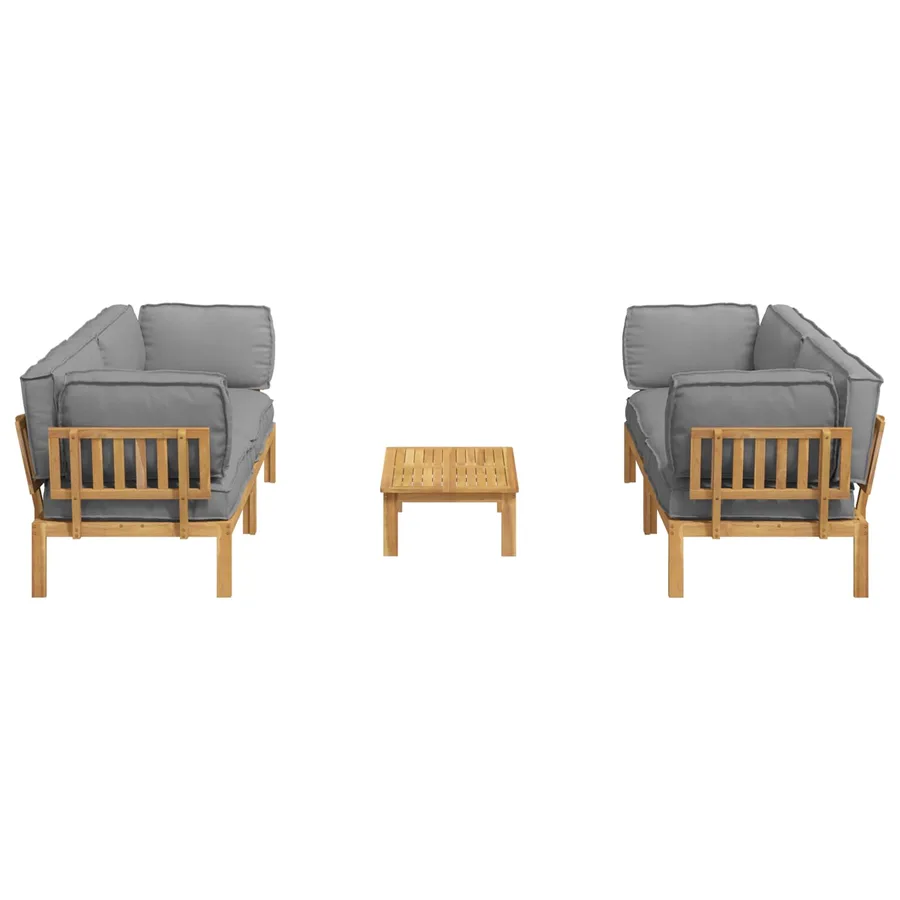 Ensemble de Canapés Uni 5 pcs Gris Bois d'Acacia Massif - 8