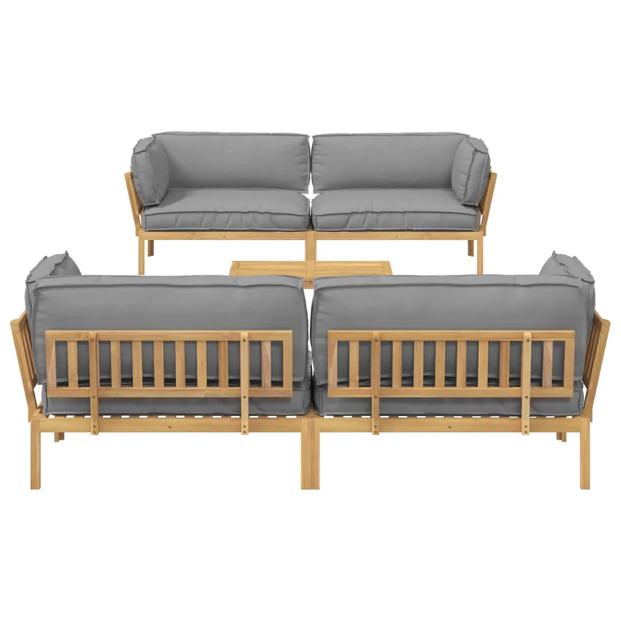 Ensemble de Canapés Uni 5 pcs Gris Bois d'Acacia Massif - 9