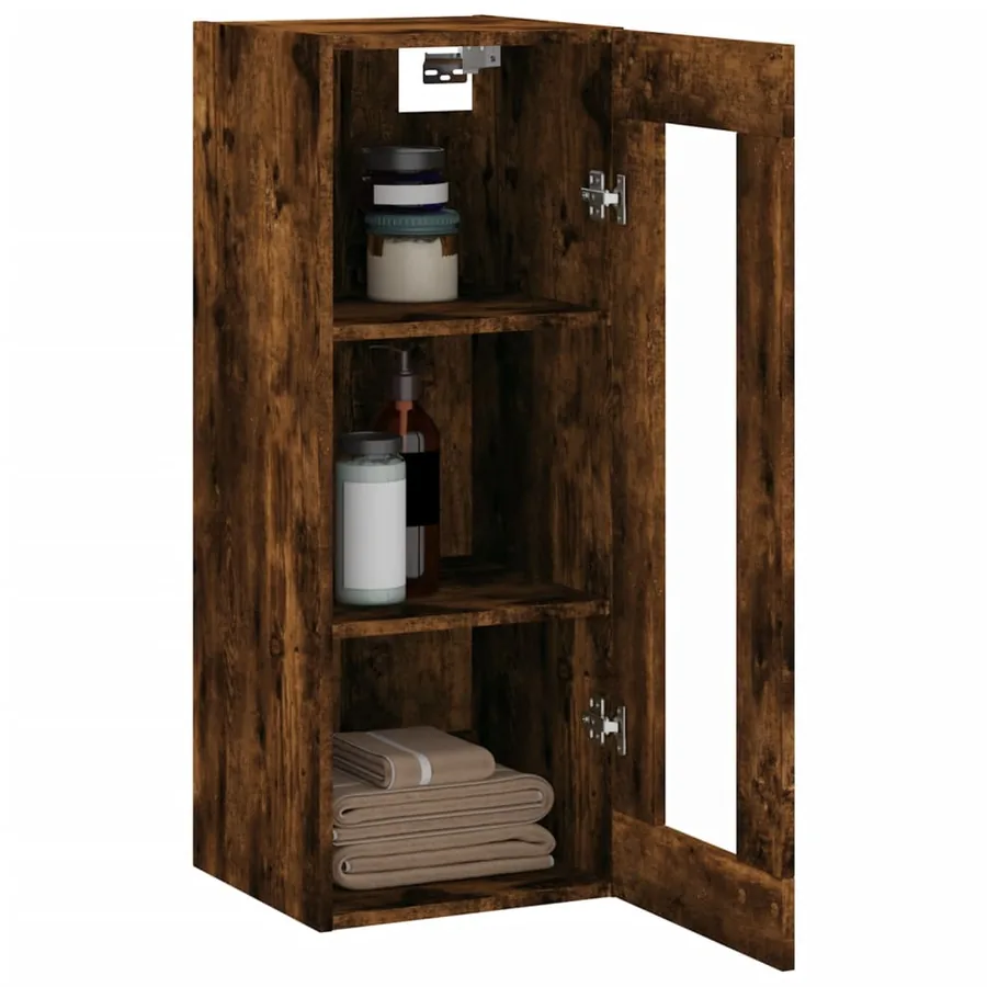 Armoire murale chêne fumé 34,5x34x90 cm - 5