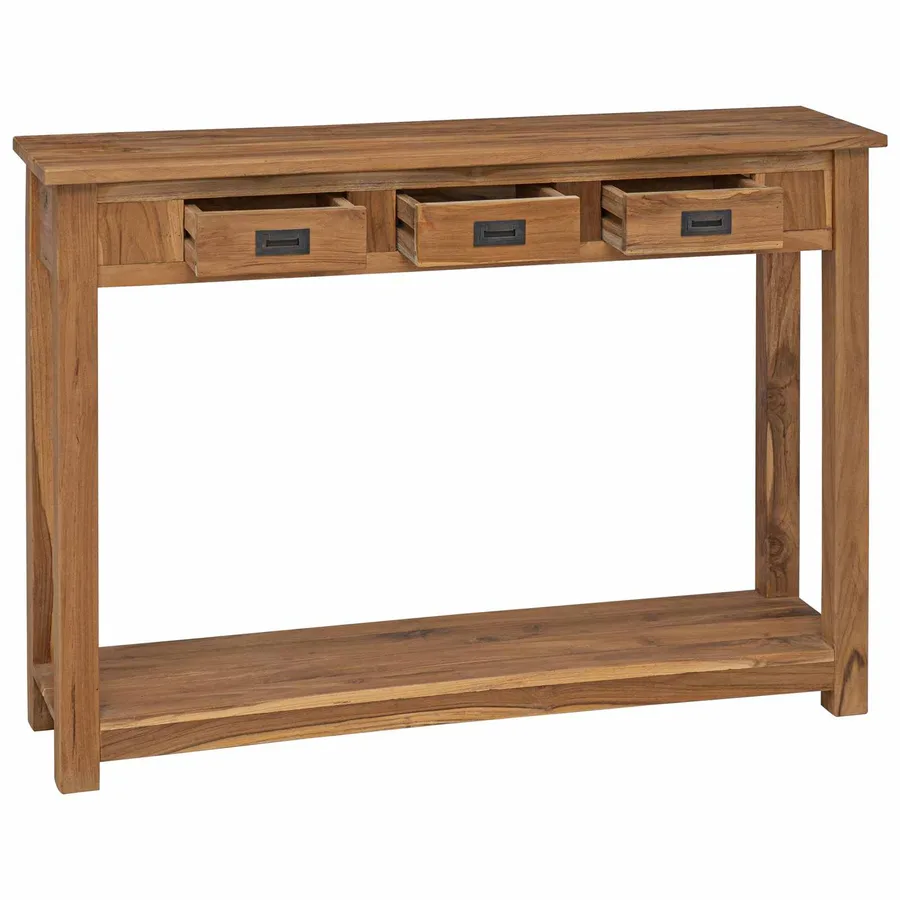 Table console Naturel 110 x 30 x 80 cm Bois de teck massif - 2